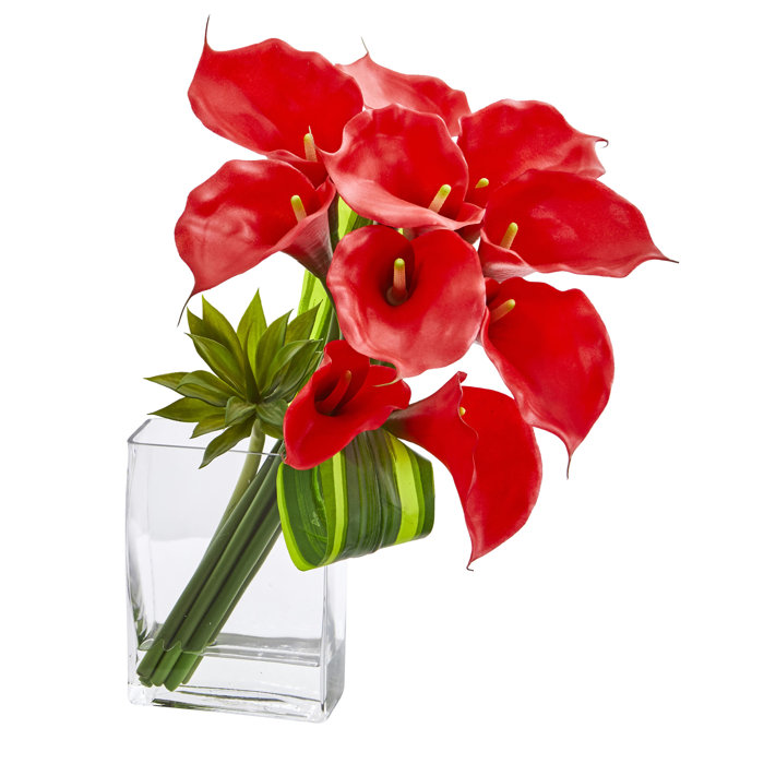 Wade Logan® Batheaston Calla Lily Floral Arrangement in Vase Wayfair.ca